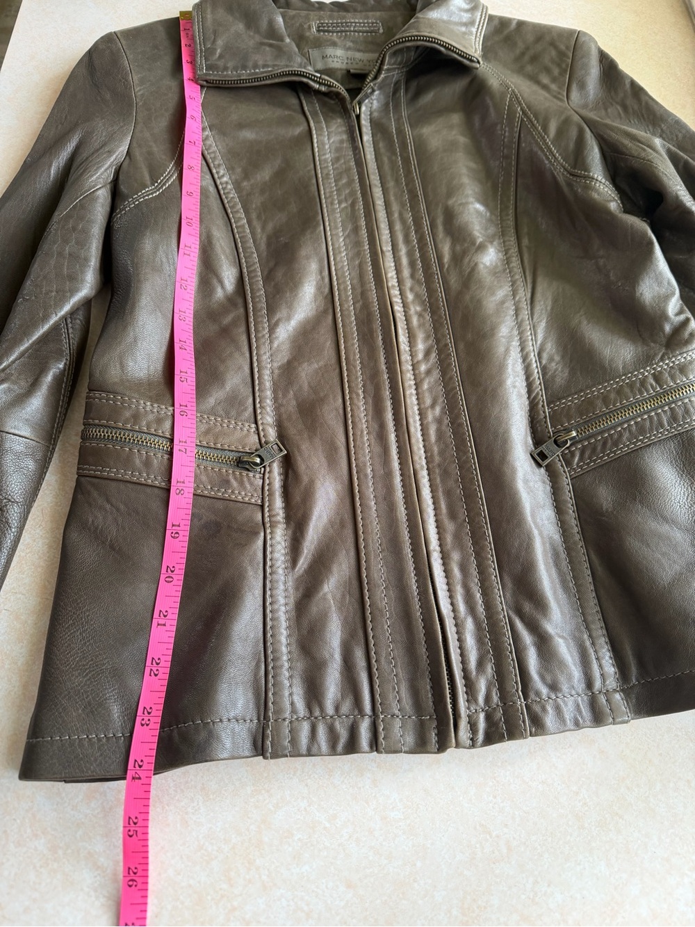 Vintage Andrew Marc Brown Soft Lambskin Leather Jacket Women Small Y2K Zip Up SM - Picture 11 of 13